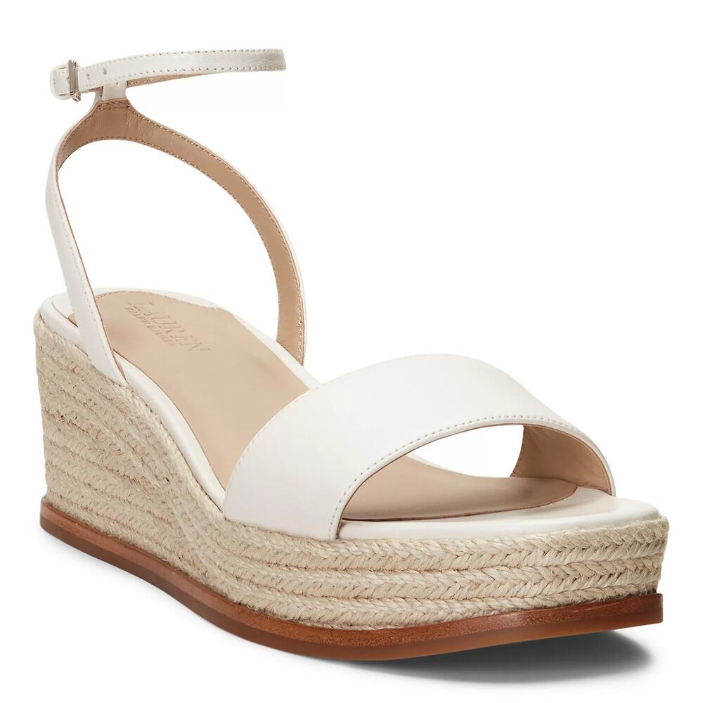 Lauren Ralph Lauren Ankle Strap Espadrille Sandals Leona Size US 9.5B White